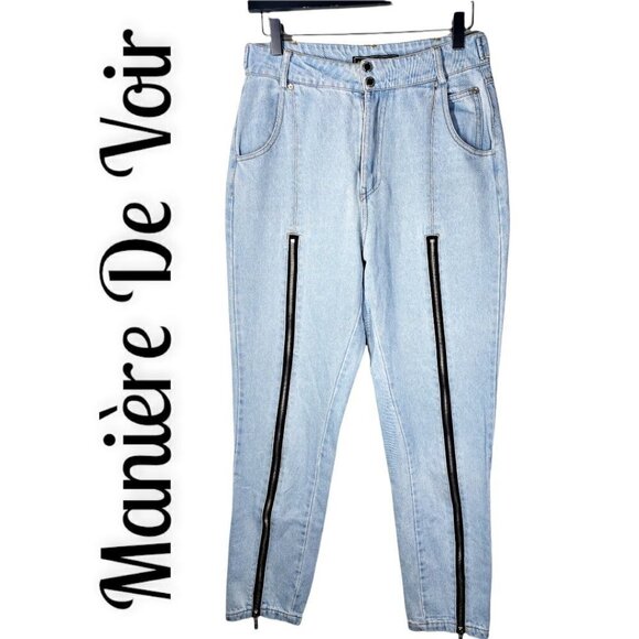 MANIÈRE DE VOIR Skinny High Rise Skinny Jeans With Zipper Legs, UK 10/ US4 - Picture 4 of 10